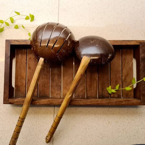 COCONUT SHELL laddle / karandi ( pack of 2 )