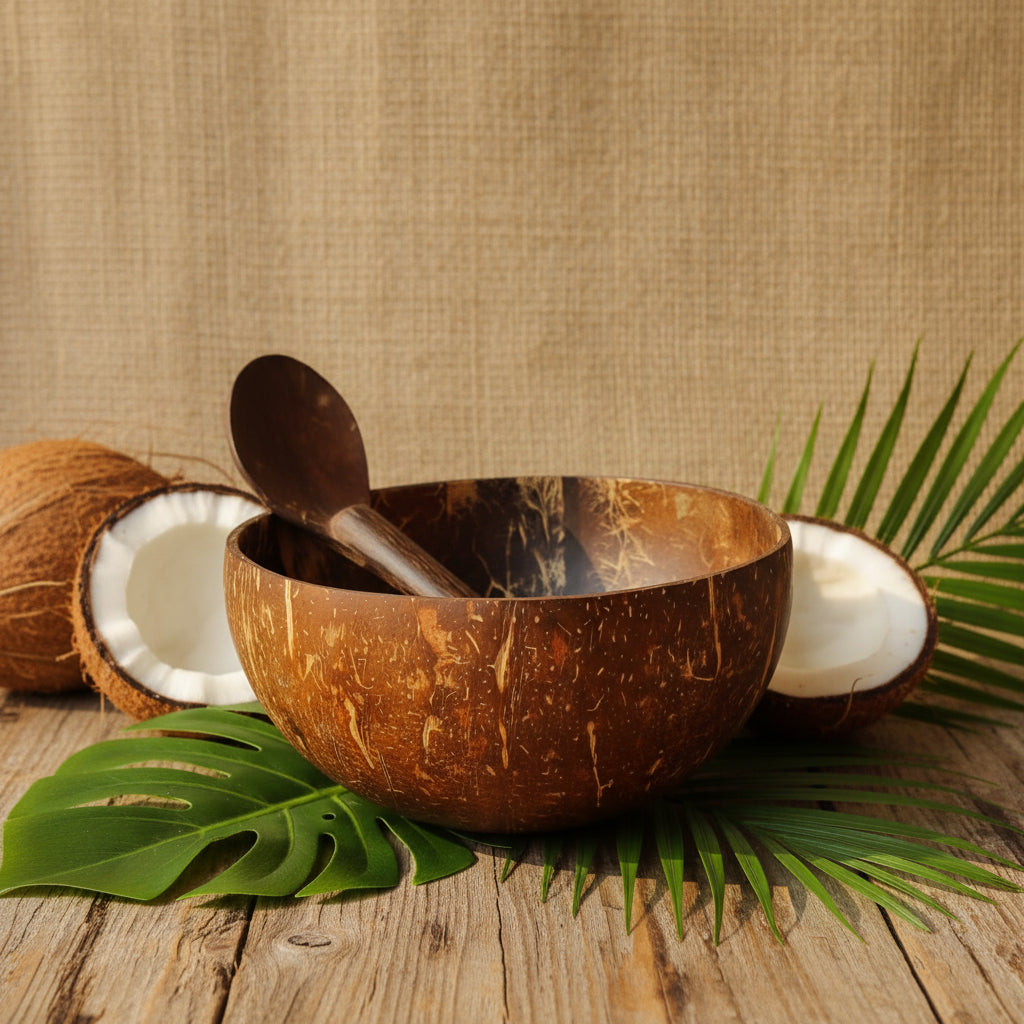 COCONUT SHELL BOWL (500ml) + SPOON