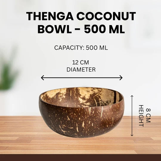 COCONUT SHELL BOWL (500ml) + SPOON