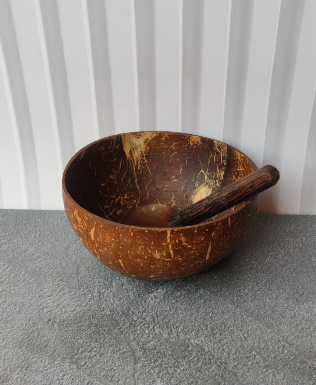 COCONUT SHELL BOWL (500ml) + SPOON - Image 2